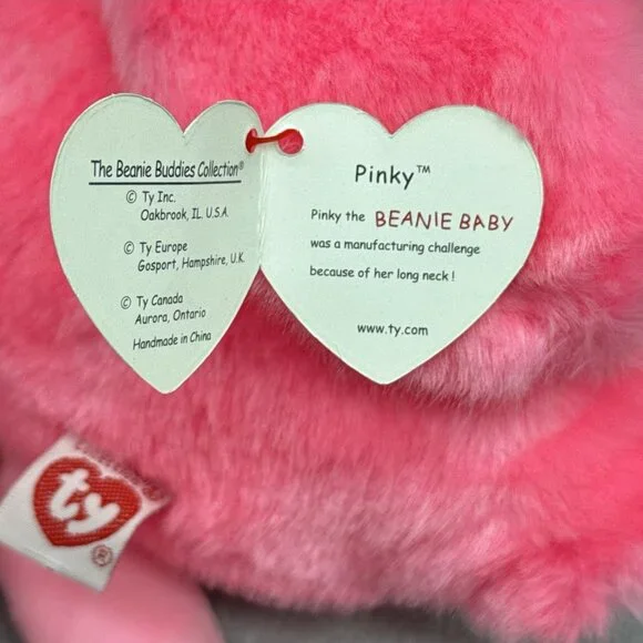 Pinky Flamingo Plush 1998 17" Bird Stuffed Toy Vintage TY Beanie Buddy - Picture 7 of 11